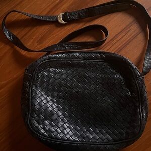 Vintage Bottega Veneta Intrecciato Woven Black Leather Crossbody Bag
10x8